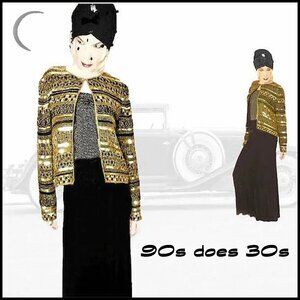 Beaded Formal Jacket with Sequins 30s Look Vintage Old Hollywood Evening Cover